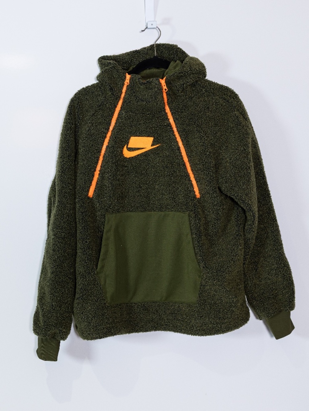Nike Sportswear Women's NSW Pullover Sherpa Fleece Hoodie Green AJ7284-395 Small